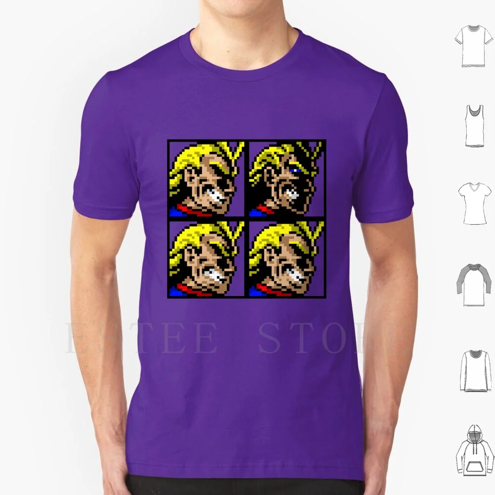 All Might Retro Collage T Shirt Cotton Men DIY Print Boku No Hero Anime Gaming Pixel