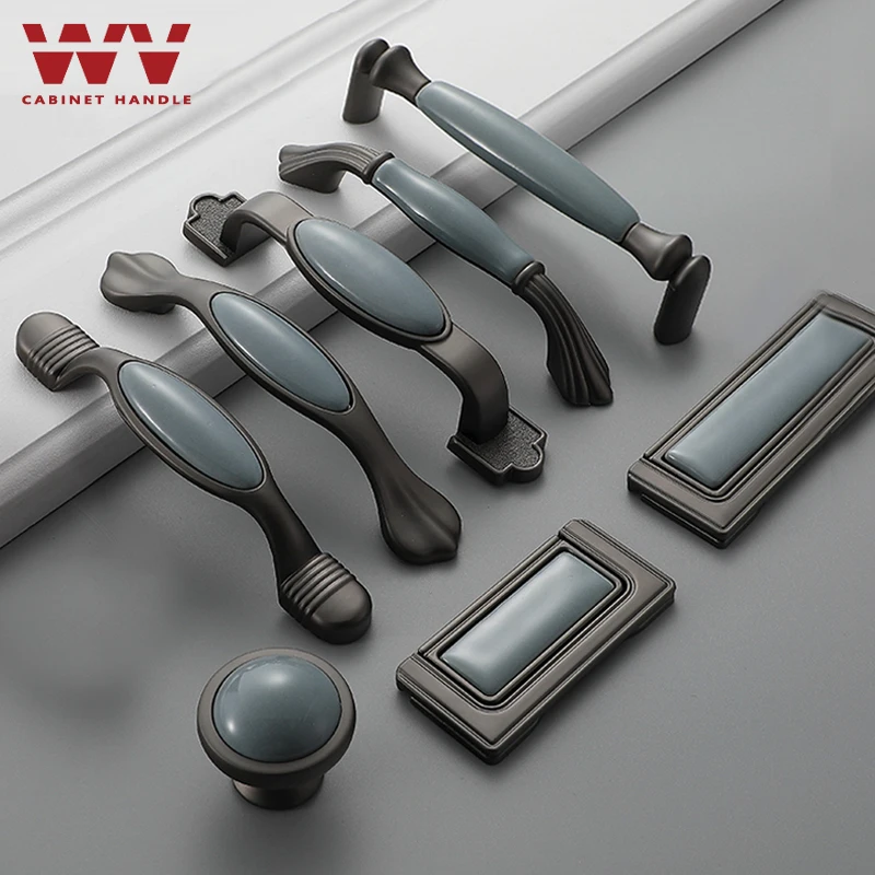 WV сине-серый Керамический кухонный шкаф мебель твердые ручки для шкафа дверные