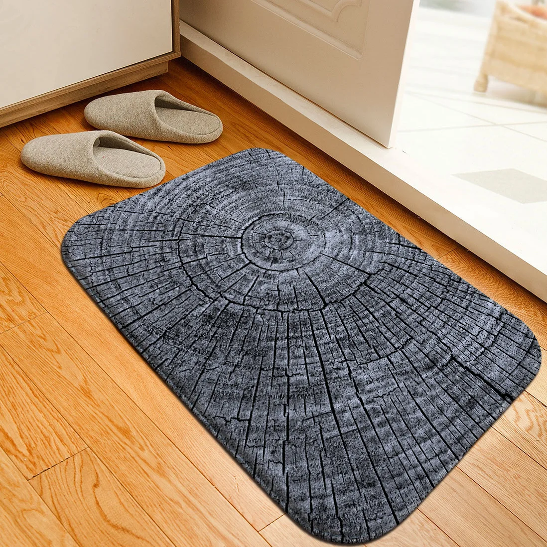 3D Деревянный зернистый коврик с кольцами ковер для ванной мягкий