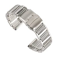luxury silverblack mesh stainless steel watch band adjustable fold clasp men watches strap replacement bracelet 202224mm