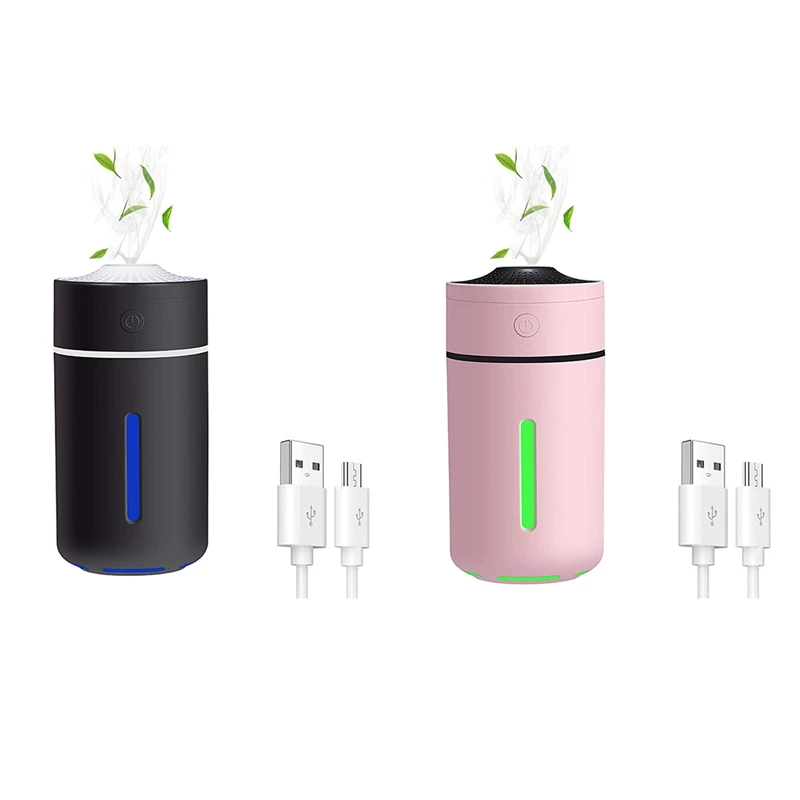 

EAS-2 Set 230Ml Whisper тихий USB Автомобильный увлажнитель с 7-цветсветильник светодиодным ночником, холодный увлажнитель, розовый и черный