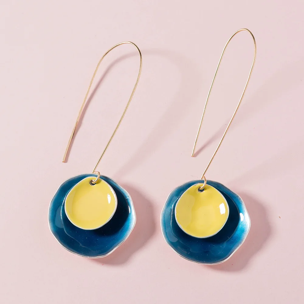 

Color Painted Round Joker Earrings for Women INS Korean Fashion Creative Accessories Trendy Dating Jewelry Boucle Oreille Femme