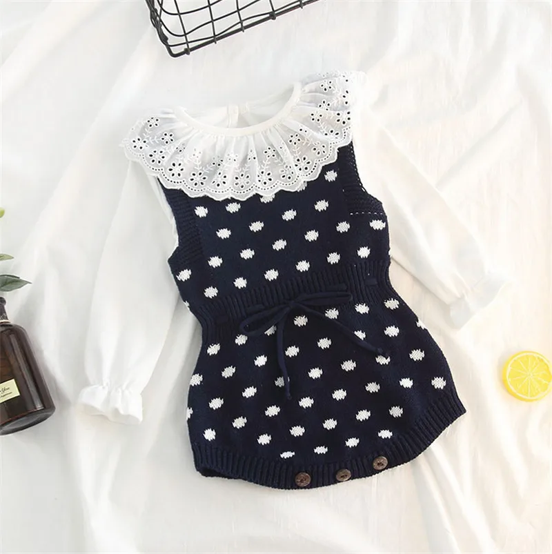 Осенне-зимний комбинезон для новорожденных 0-24 м Вязаный без рукавов с