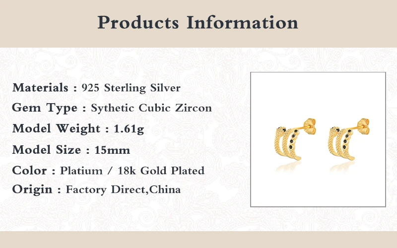 Aide властная пирсинг в виде змеи-Форма серьги со шпилькой для Для женщин 925 пробы