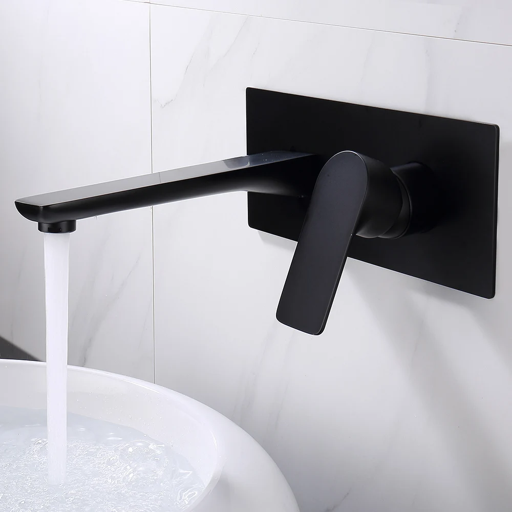

SKOWLL Bathroom Sink Faucet Wall Mounted Single Handle Sink Vanity Bathroom Faucet Single Hole Embedded Box Bathtub Tap SK-06105