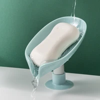 drain soap holder creative leaf shaped soap box standing suction cup drain storage plate tray soap rack bathroom supplies