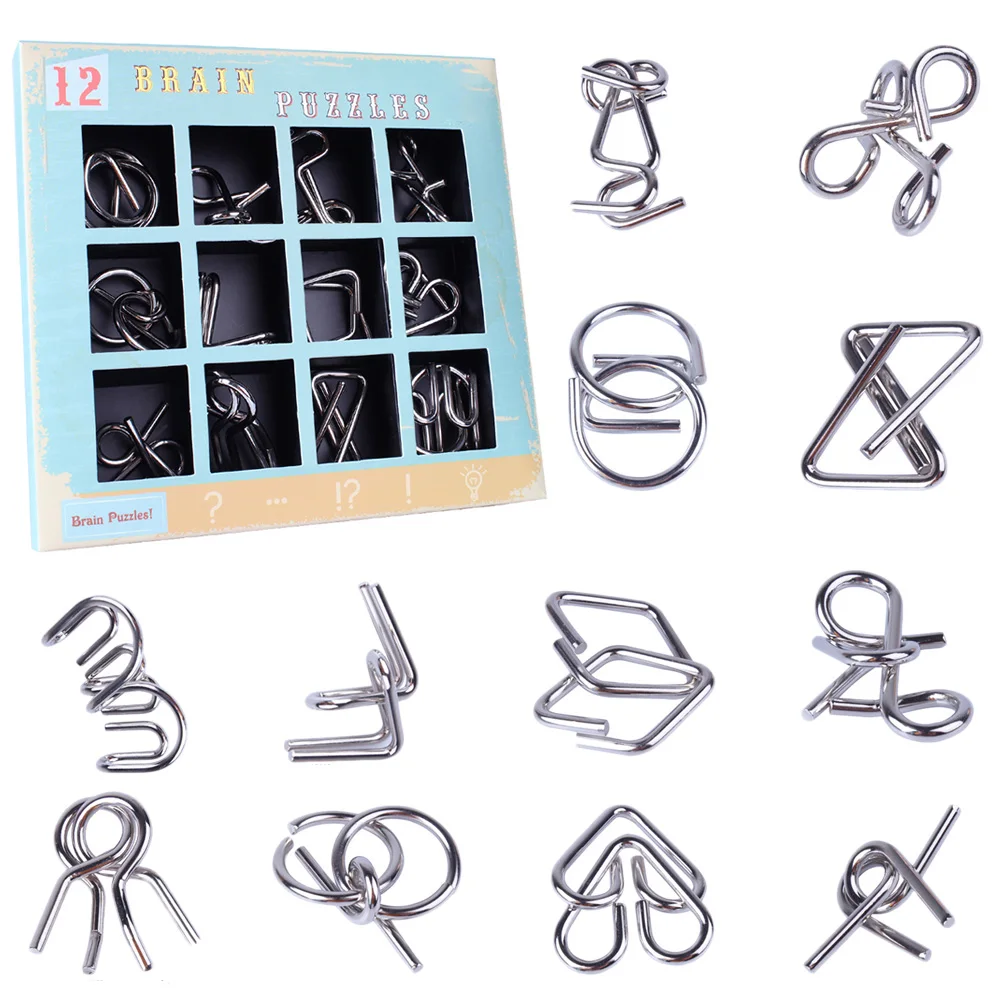 

IQ Test Mind Game Toys Brain Teaser Metal Wire Puzzle Iron Link Unlock Interlock Game Chinese Ring Magic Trick Toy Xmas Gift