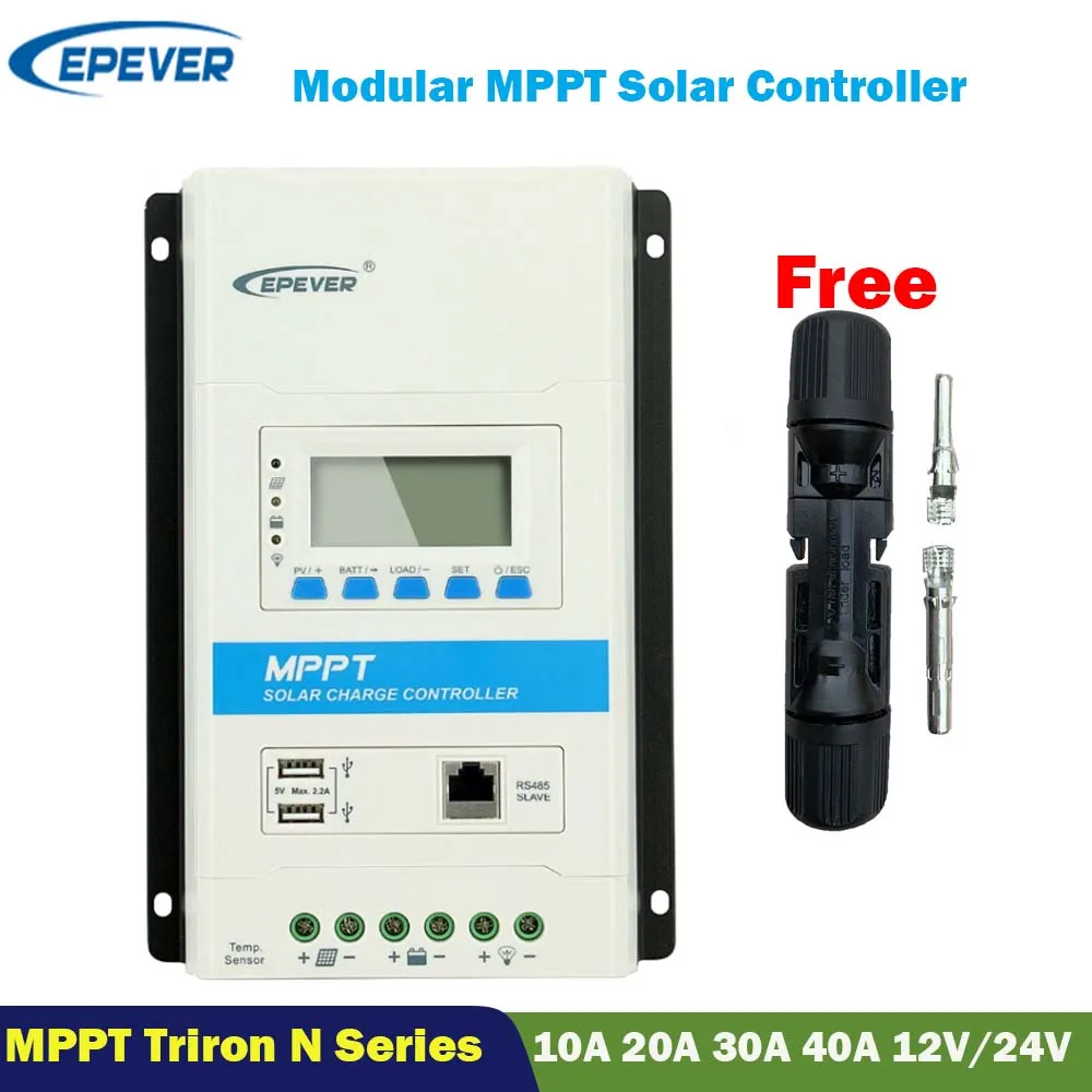 EPever 40A 30A 20A 10A модульный MPPT контроллер солнечного заряда 12V24VDC Макс. 100В PV вход ЖК