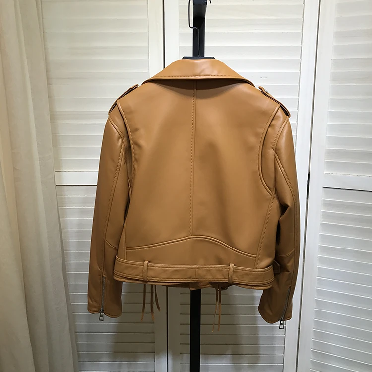 Autumn Chic Women's Motor&biker leather jackets High quality Genuine leather Sheepskin Short coat A833