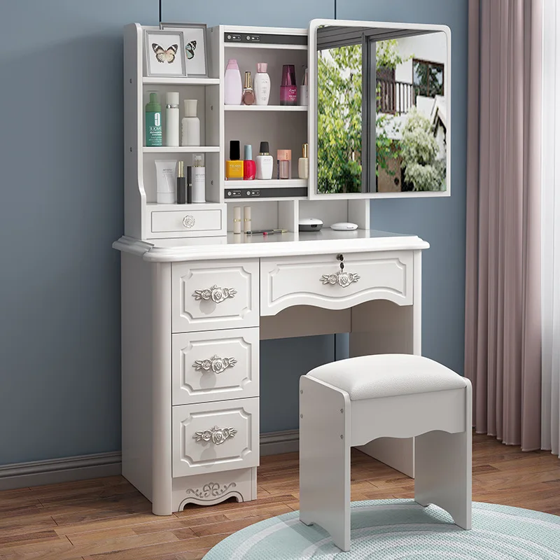 

Bedroom Furniture Dressing Table Modern Household Small Apartment Multi-function Mirror Makeup Table Storage Cabinet Integration
