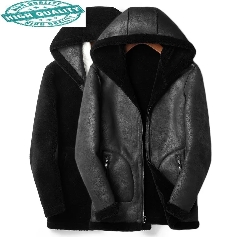 

Wool Winter Coats Men Autumn Black Hooded Double-sided Woolen Jackets Mens Coat Wear Both Sides Casaco Masculino SQQ322