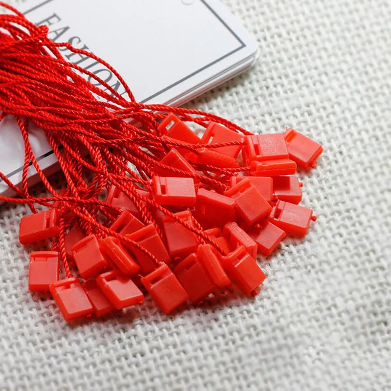

1000pcs/Package Plastic Square Buckle Label Polyester Rope Clothing Tag Rope Clothes Lanyard One-Handed Rope Hanging Grain