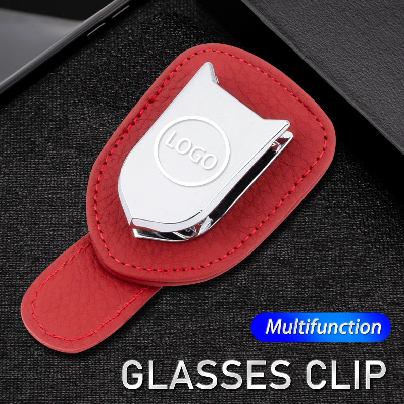 

Leather Metal Multifunction Sunglasses Holder for Mercedes Benz Sun Visor Eyeglass Clip Sotrage Car Inner Organizer Accessories