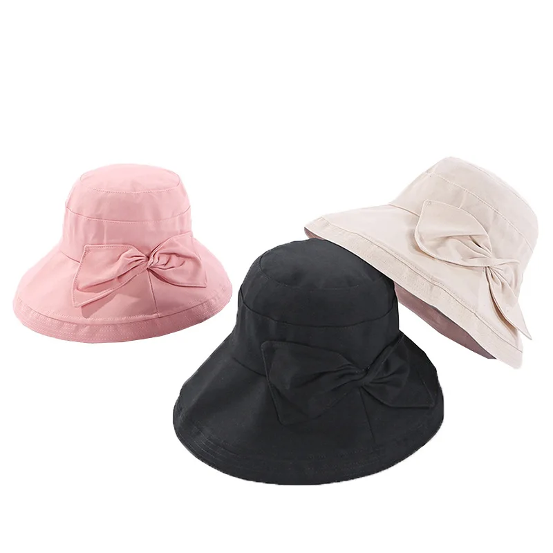 Женская шляпа одноцветная с бантом японская рыбацкая летняя Корейская большими