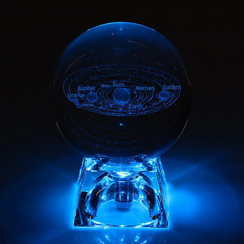6 см с 3D гравировкой Галактическая солнечная система хрустальный светильник Ночной светильник светящийся крафт стеклянный круглый шар домашний офисный Настольный Декор лампа подарок