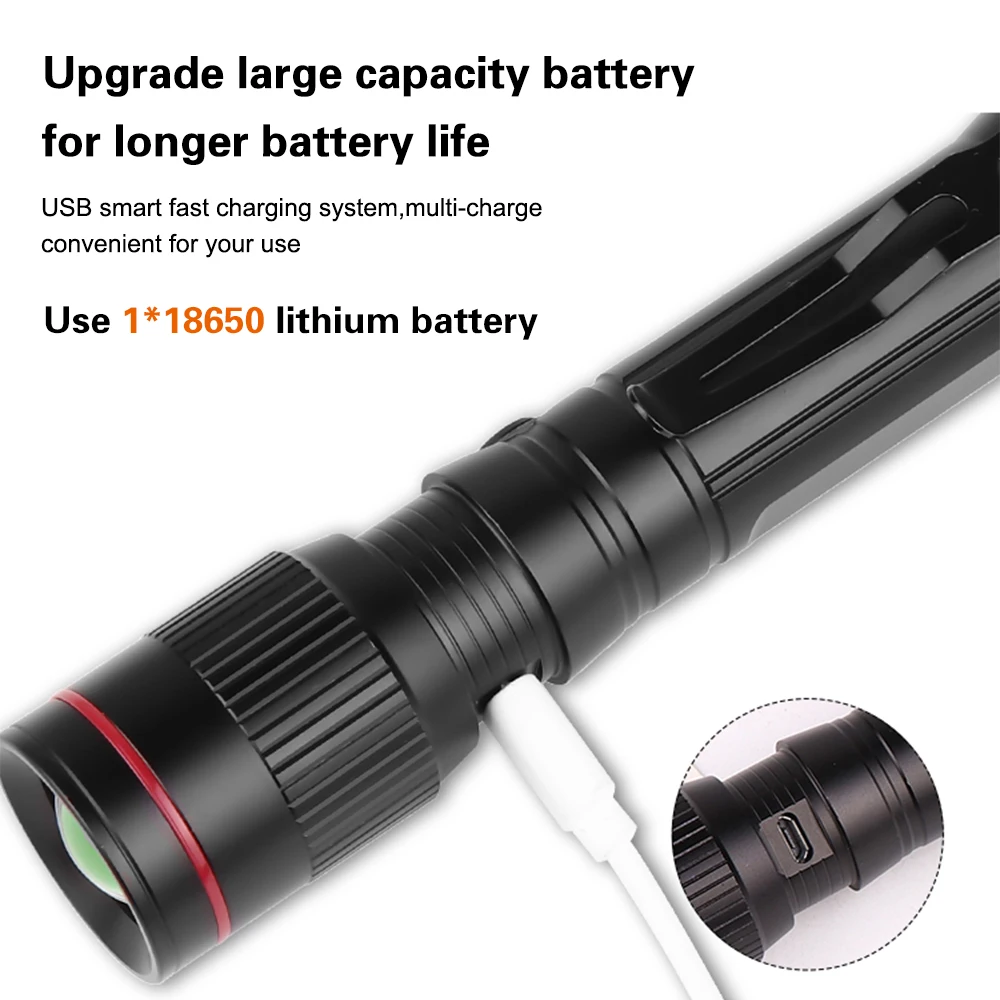 Многофункциональный тактический фонарь 18650 OSRAM P8 светодиодный фонарик с тремя режимами зарядки usb масштабируемый светодиодный перезаряжаемый фонарик