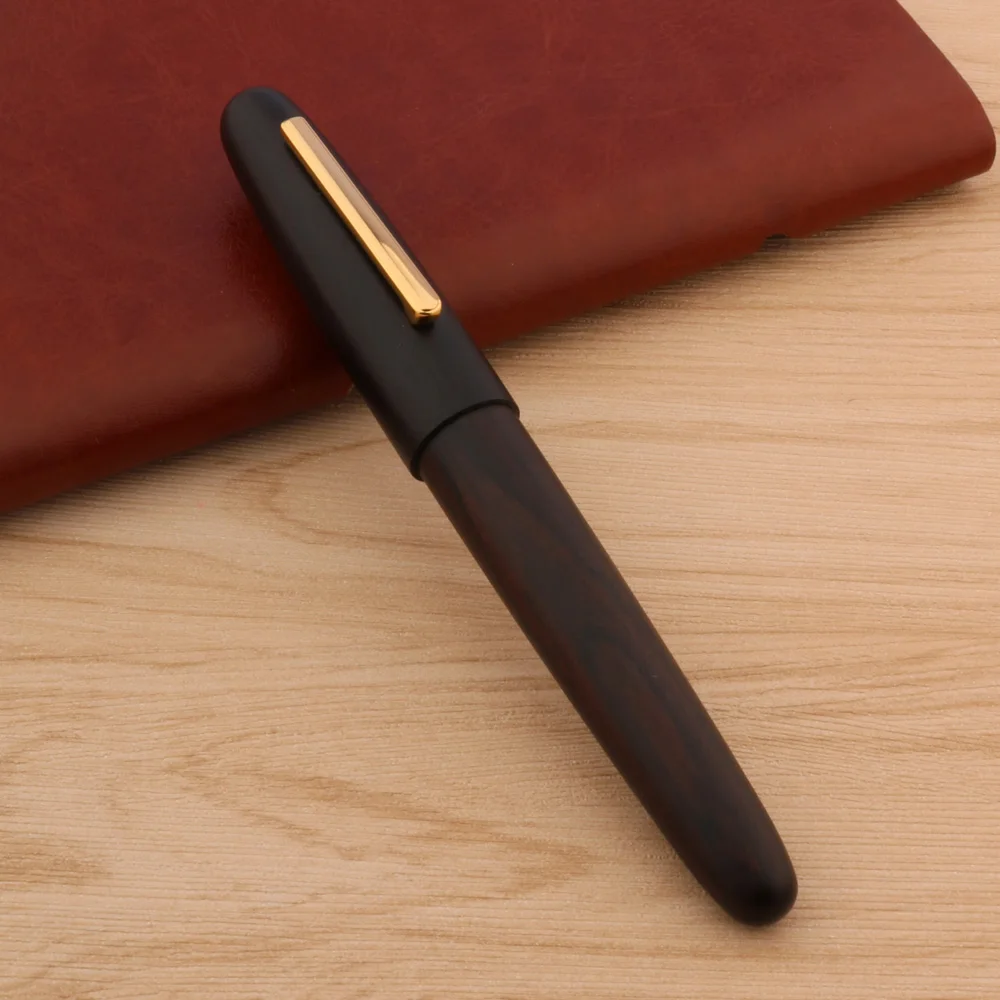 Перьевая ручка JinHao 9056 черное дерево F M Fude гибкая вращающаяся канцелярские