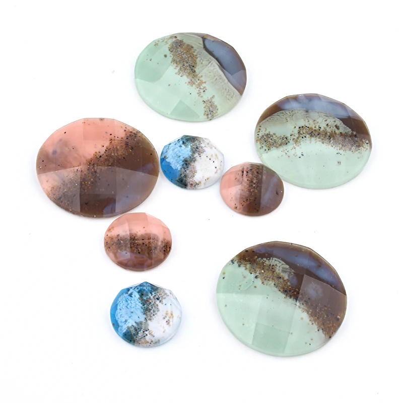 Основа для сережек с натуральным песком 5 шт. 30/16 мм плоским основанием кабошон