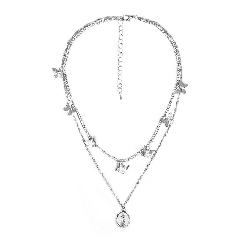 Модное женское ожерелье Shineland 2021 с подвеской-бабочкой на цепочке до ключиц