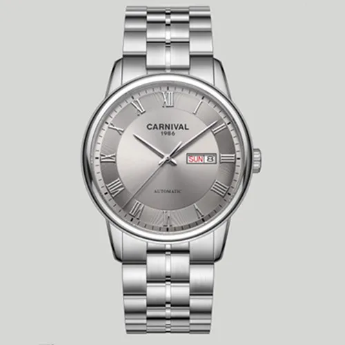 Silver gray C8064 Швейцарские карнавальные механические часы, мужские роскошные брендовые автоматические часы MIYOTA, сапфировые водонепроницаемые часы, полностью стальные часы relogio - Цвет: Silver gray C8064