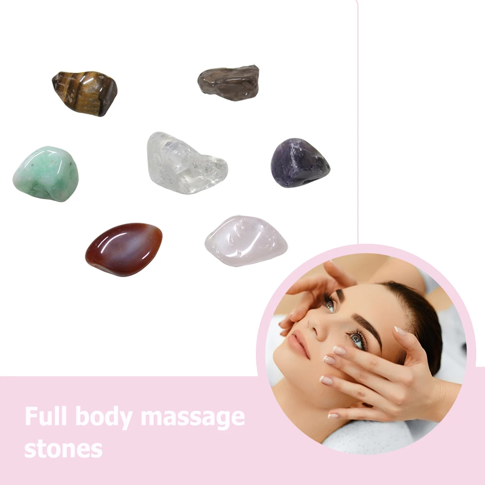 

7pcs Practical Natural Crystal Chakra Palm Energy Stone Multi-functional Convenient SPA Healing Hot Massage Stones