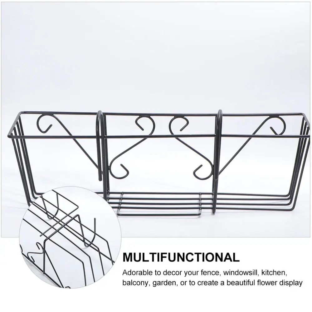

2pcs Railing Hanging Flower Pot Rack Fence Iron Planter Holder for Home Garden