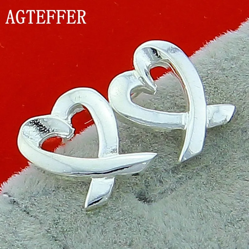 

AGTEFFER New 925 Sterling Silver kelp Stud Earrings Ladies Fashion Wedding Party Jewelry Gifts