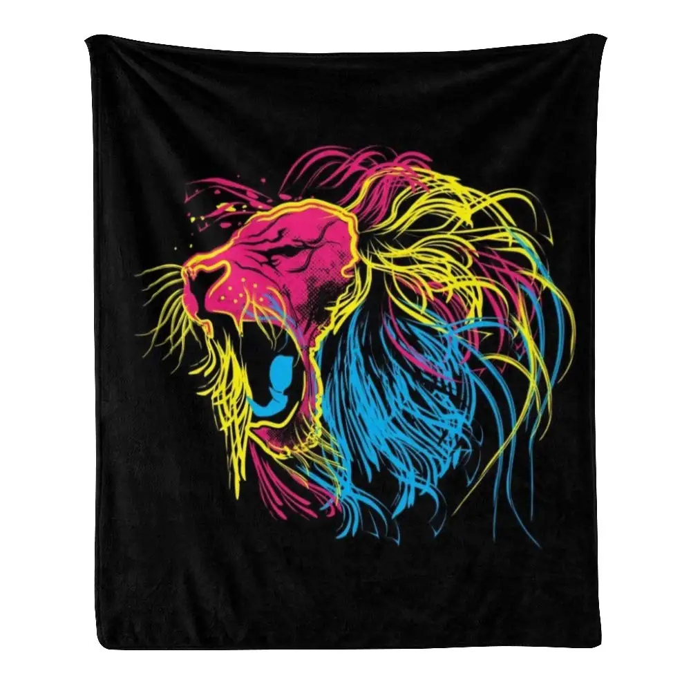 

Супер мягкое покрывало на заказ, Флисовое одеяло, одеяло для дивана, кровати, подарка, цветное одеяло с изображением Льва (50x60 дюймов)