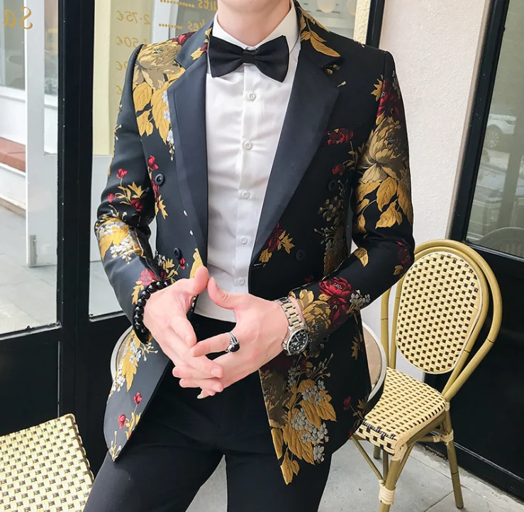 

Luxury Blazer Hombre Mens Slim Fit Blazer Jacket Business Affairs Printing Single Man's Suit Loose Coat Chaqueta Hombre Formal