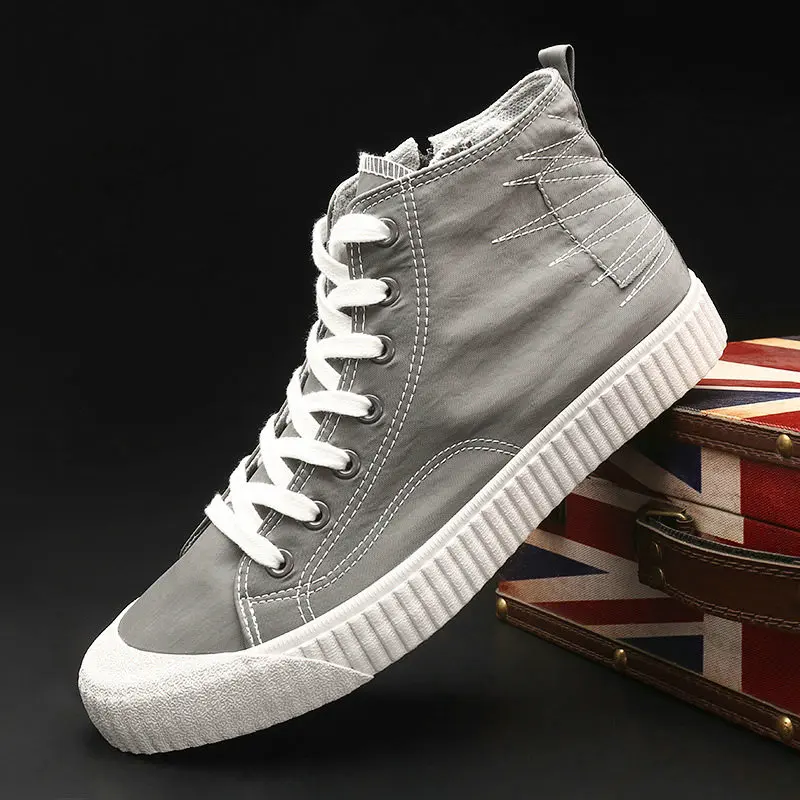 Новое поступление Летняя мужская парусиновая обувь Обувь с высоким берцем на
