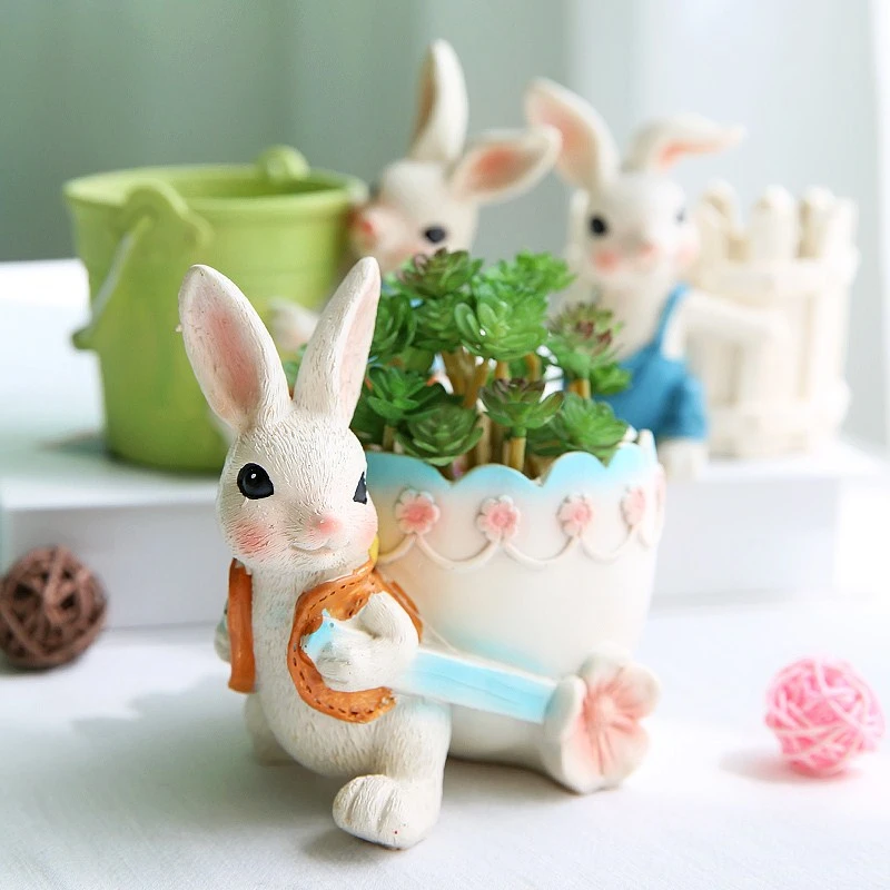 Полимерные Мультяшные цветочные горшки в виде кролика креативные мини