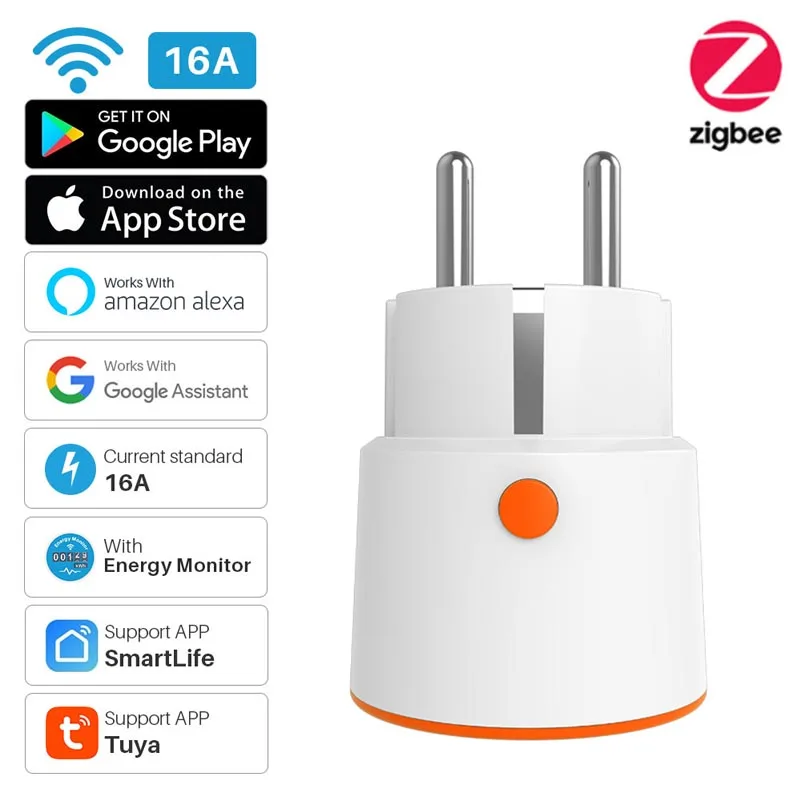 

Smart Zigbee Power Plug EU 16A With Power Monitor Timing Smart Home Wireless Socket Outlet Works With Alexa Echo Google Home