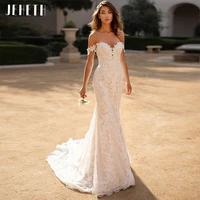jeheth vintage sweetheart off the shoulder tulle wedding dress mermaid sexy lace applique bakeless bridal gown vestidos de novia