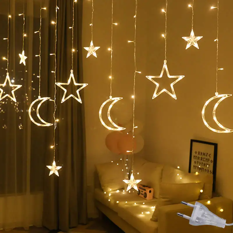 

EU220V/US110V Fairy Lights Moon Star Lamp Christmas Lights Indoor/outdoor String LED Decoration for Home Party Holiday Lighting