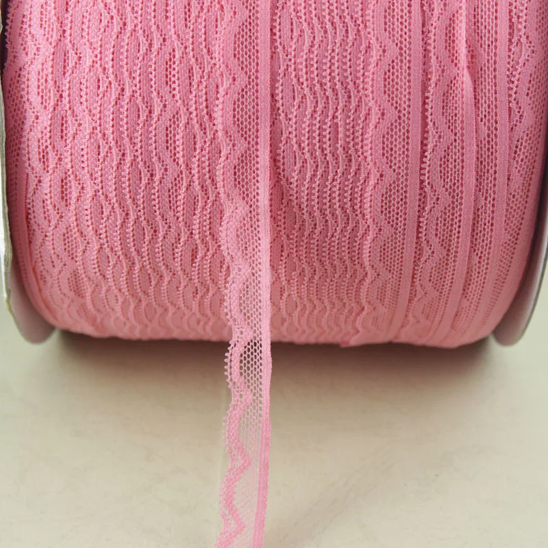 strawberry pink 10 ярдов/партия 14 мм эластичное тянущееся кружево обруч/одежды/одежда кружевные аксессуары свадебное украшение из ткани кружевная ткань с широкой отделкой - Цвет: strawberry pink