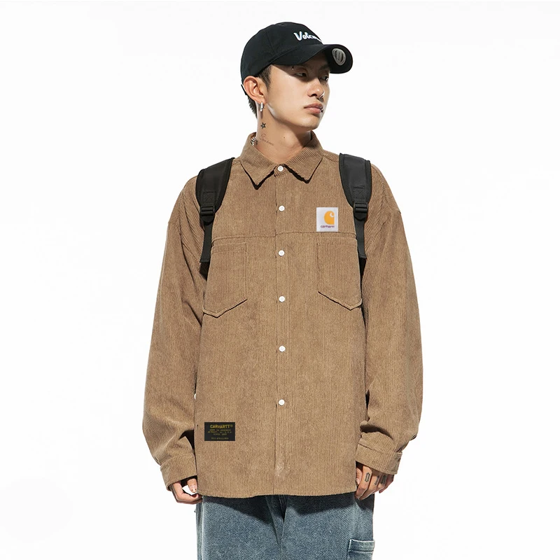 

2021 Autumn And Winter New Men's Corduroy Shirts Men's Loose Long-Sleeved Shirts Brand Casual Shirts