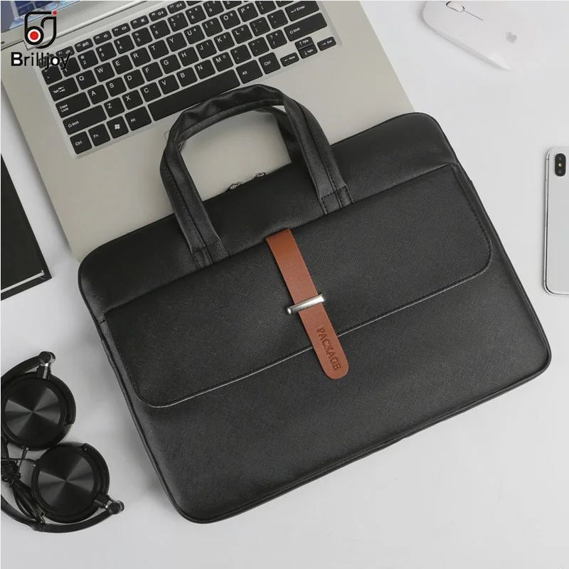 Fashion Briefcase Pu Waterproof Scratch-resistant Laptop Briefcase 13 -15.6 inch Notebook Shoulder Bag Carry Case women and men