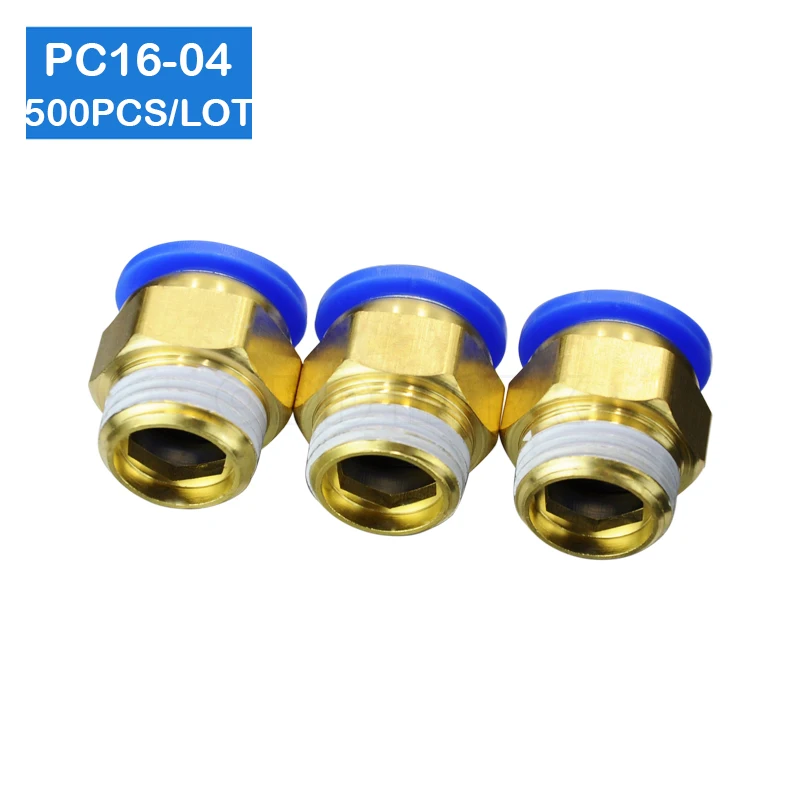 

Free shipping 500pcs a lot BSPT PC16-04, 16mm to 1/2' Pneumatic Connectors male straight one-touch fittings