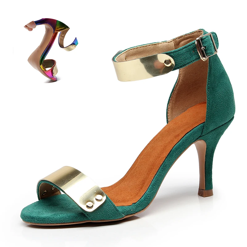 

Woman Colorful Latin Ballroom Dance Shoes For Women High Heel Bachta Salsa Dance Sandals For Girls Soft Bottom Latino For Kids