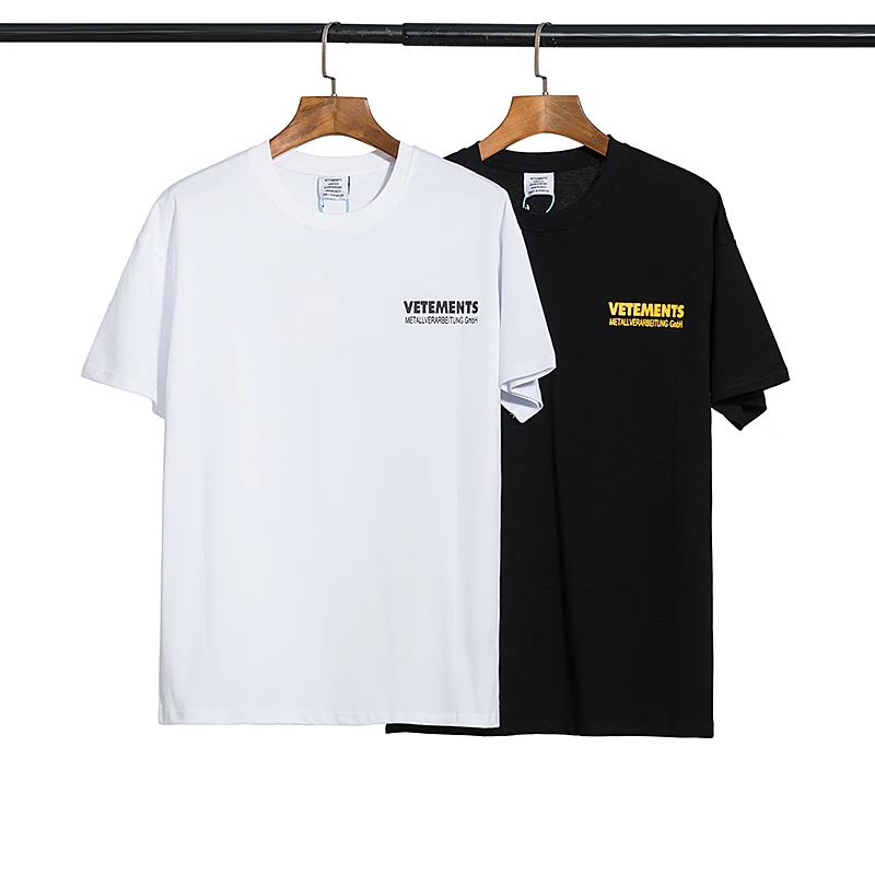 

Vetements Short-sleeved Men Women Couples Black White High Quality Cotton Fashion Retro Loose Casual Vetements T-shirt