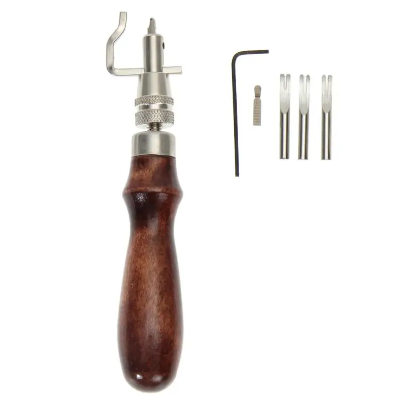 

5 in 1 DIY Leathercraft Leather Craft Stitching Tool Set Edge Press Kit Adjustable Pro Stitching Groover Crease Leather Tools