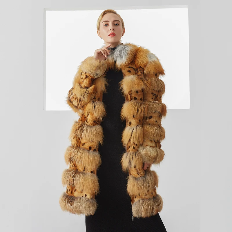 Женское зимнее роскошное фотопальто великолепное теплое Пятнистое длинное