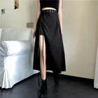 Женская юбка-карандаш средней длины, черная готическая юбка-карандаш с высокой талией, в стиле Харадзюку, в стиле панк, 2021