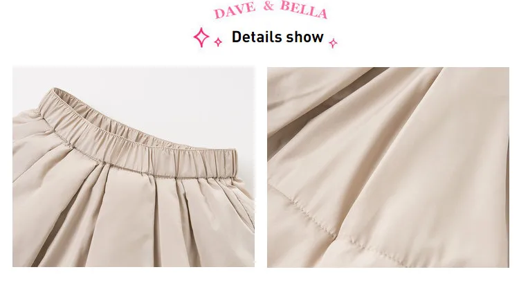 DBK11210 dave bella winter girls skirts casual solid children knee-length dance skirt kid's clothes