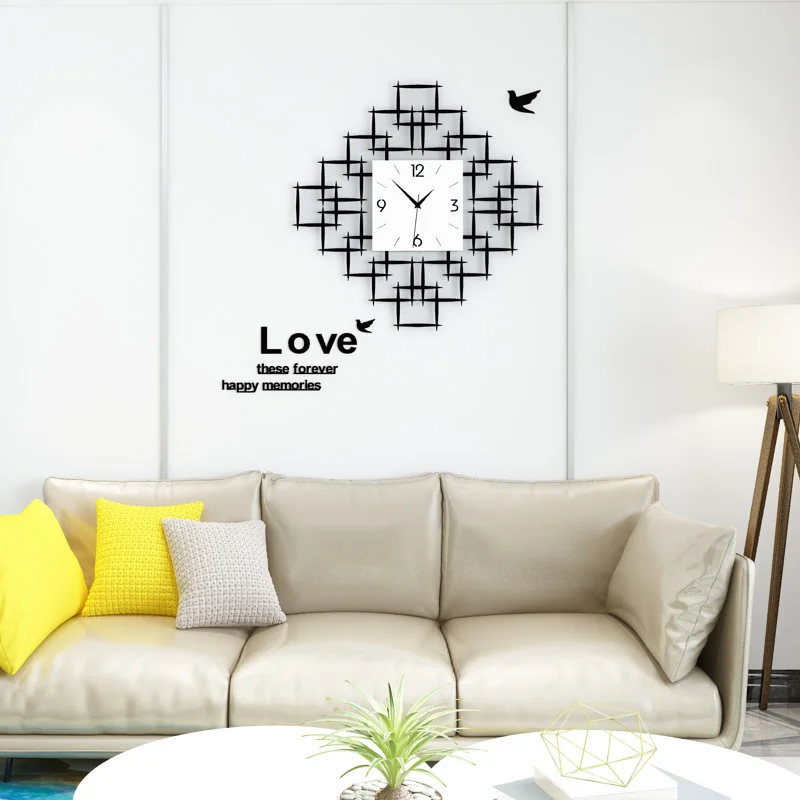 Большие настенные часы современный дизайн модные 3D геометрические акриловые