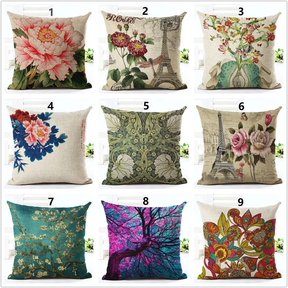 Наволочки с цветочным принтом украшение 45x45 см квадратный элегантный Чехол на