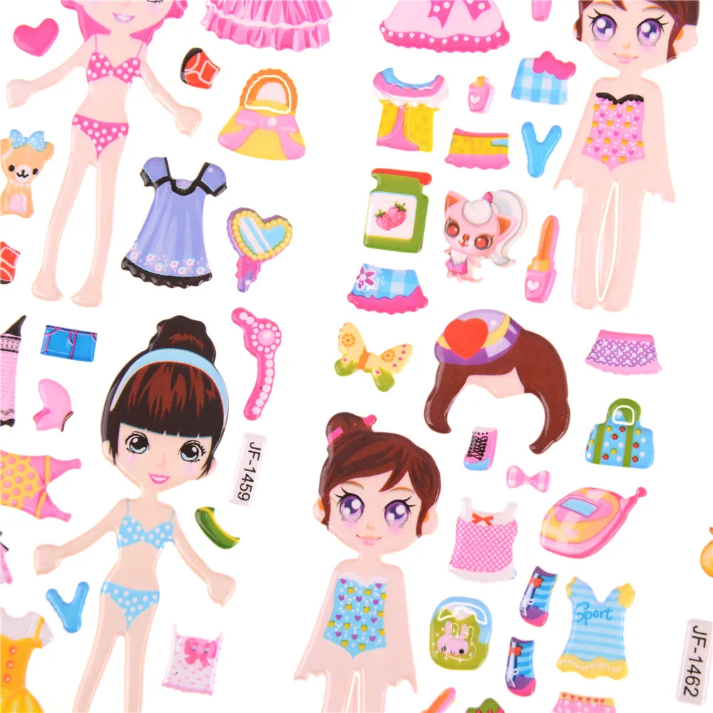 

Funny 5 Sheets Girl Changing Clothes Stickers Kids Dress Up Stickers Cartoon Beauty Dress Up Little Girl Loves PVC Book Stickers