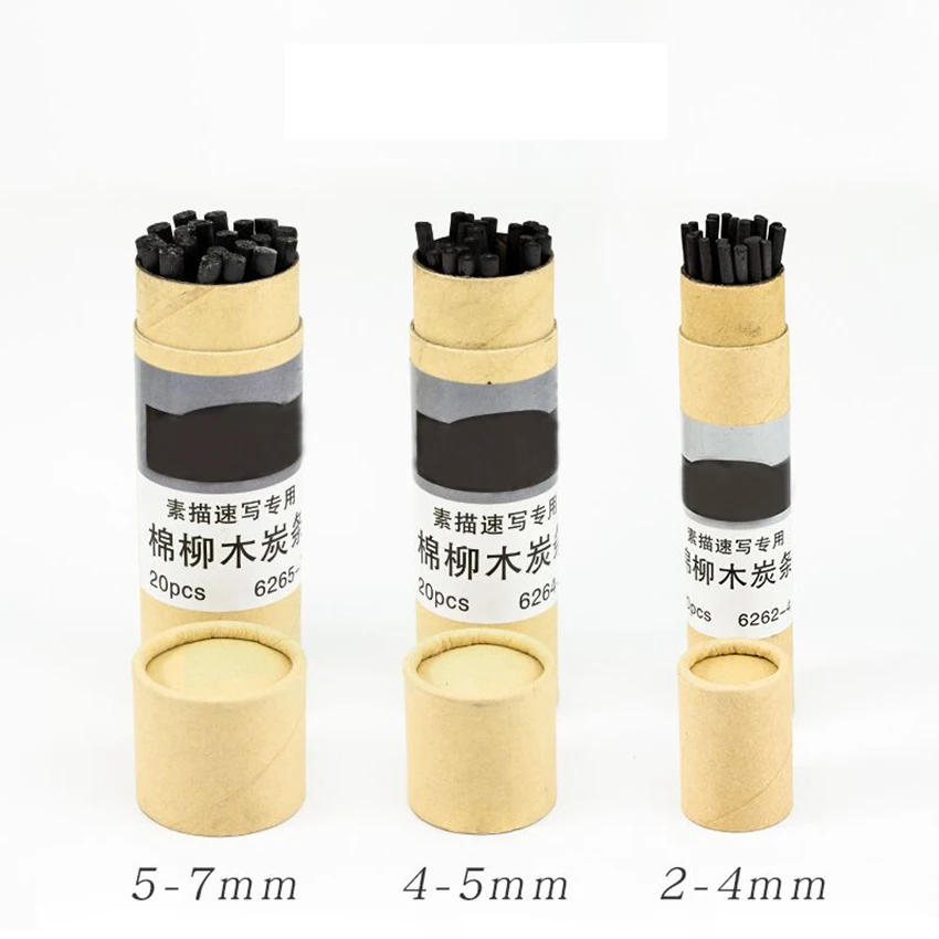 20 шт./компл. ивовой лозы эскиз палочки для древесного угля прибл. 2-4 мм/4-5 мм/5-7 мм