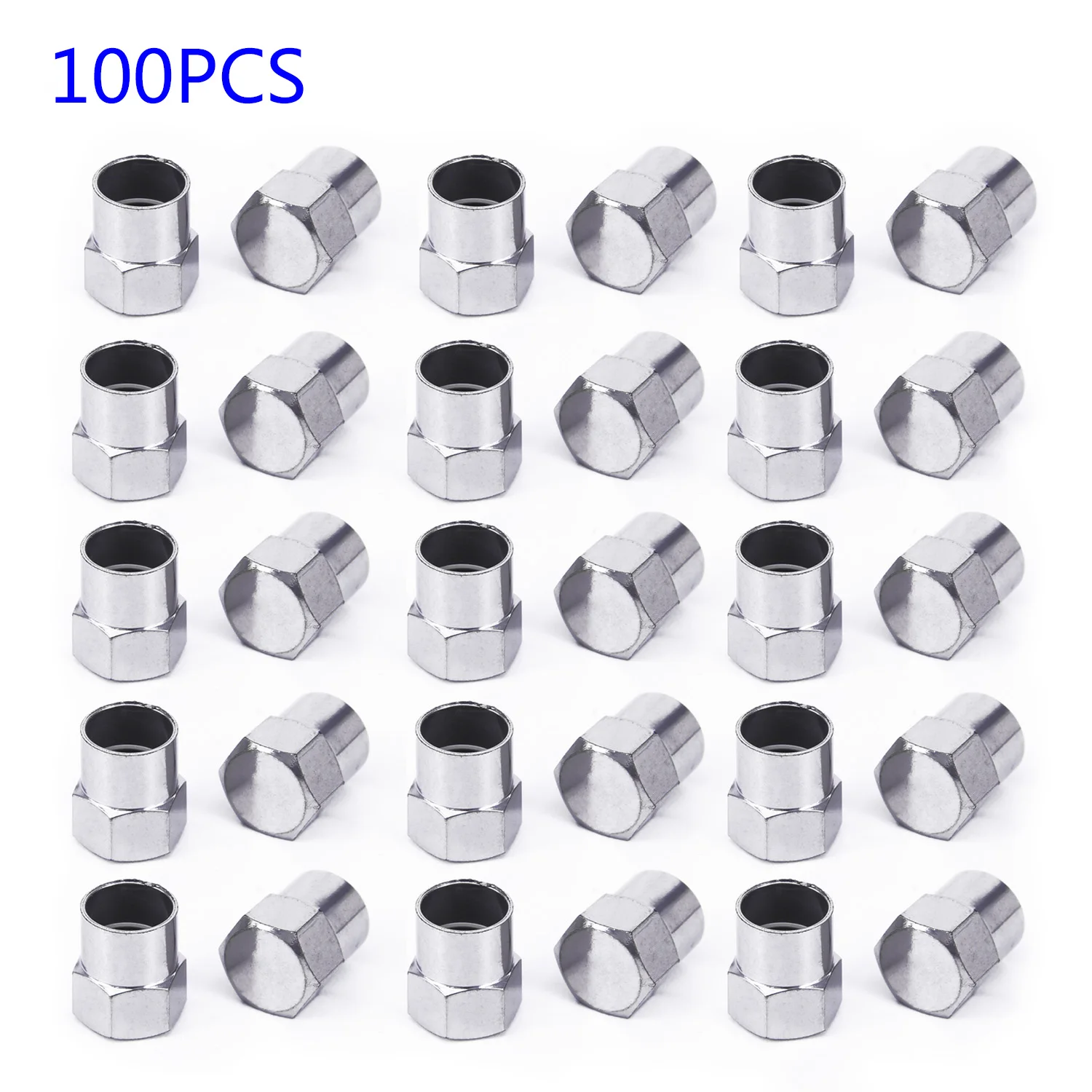 

100pcs/Sets Vehicle Valve Stem Cap Wheel Universal Silver Chrome Plated Parts