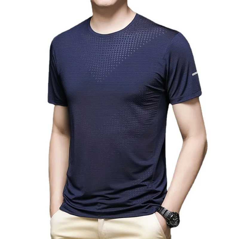 

Ice silk short sleeve t-shirt men's 2021 summer Korean new leisure half sleeve t-shirt men's fashion running sportswear men's